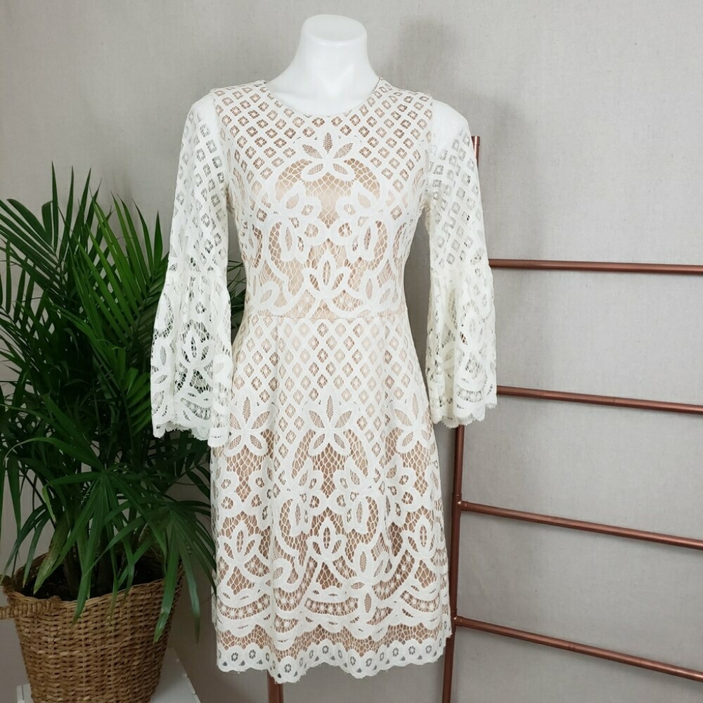 Eliza J Bell Sleeve Lace Fit & Flare Dress - Picture 1 of 6